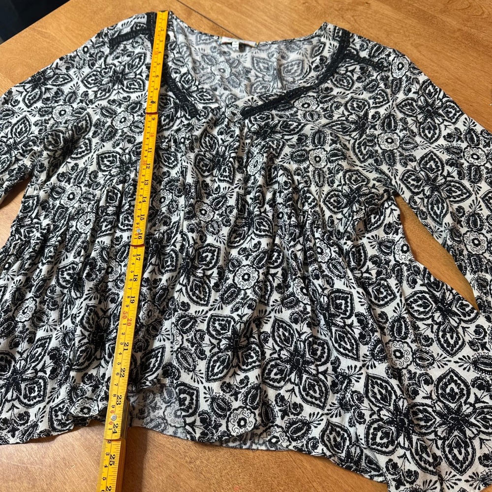 Anthropologie Eri + Ali Hervine Peasant Blouse Womens M Paisley Bell Sleeve Boho - Picture 11 of 12